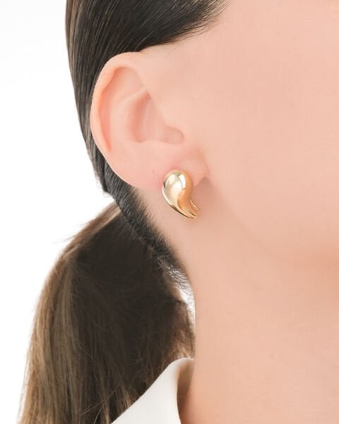 14 Ayar Altın Damla Form Tasarım Küpe