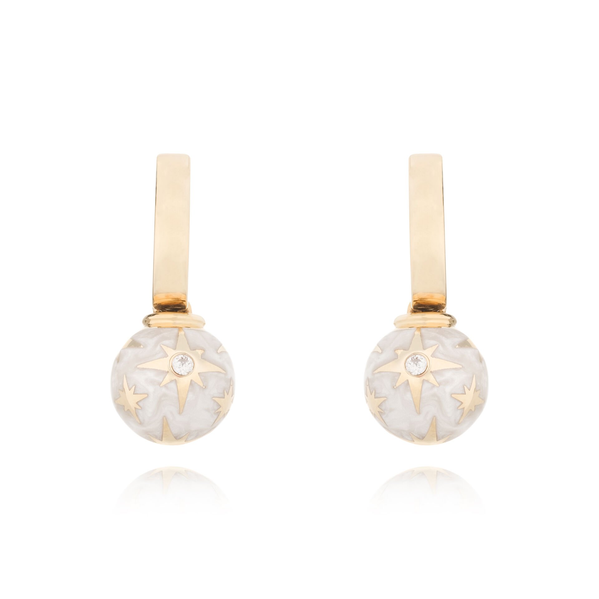 14 Ayar Altın Cetaş Kutup Yıldızı Sedefli Küre Küpe