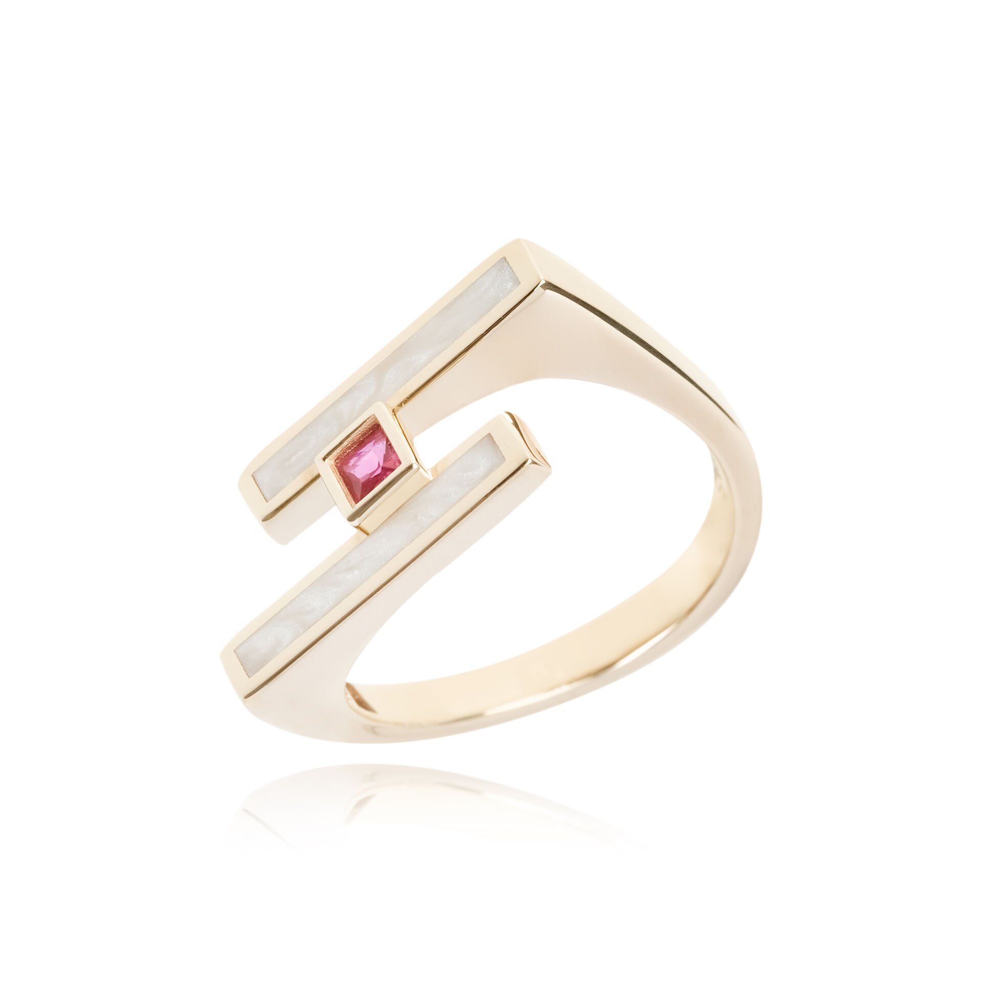 Cetaş Eterna 14 Ayar Altın Sedefli Taşlı Yüzük