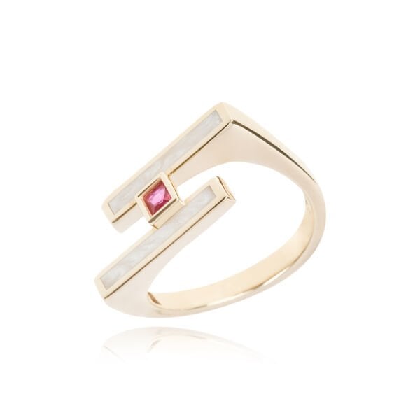 Cetaş Eterna 14 Ayar Altın Sedefli Taşlı Yüzük