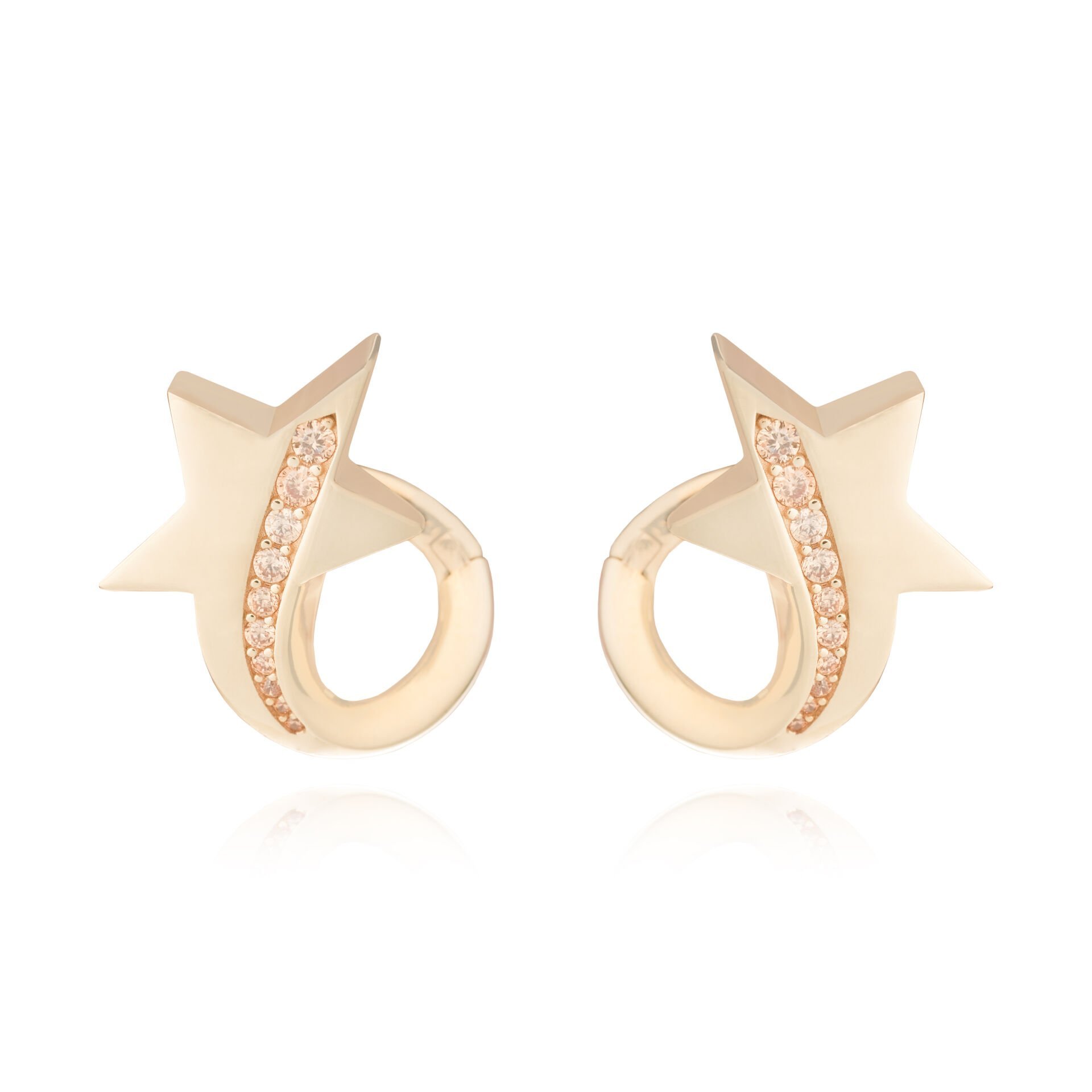 14 Ayar Altın Cetaş Eterna Citrin Taşlı Yıldız Küpe