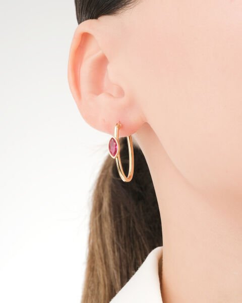 Cetaş Eterna 14 Ayar Altın Taşlı Küpe