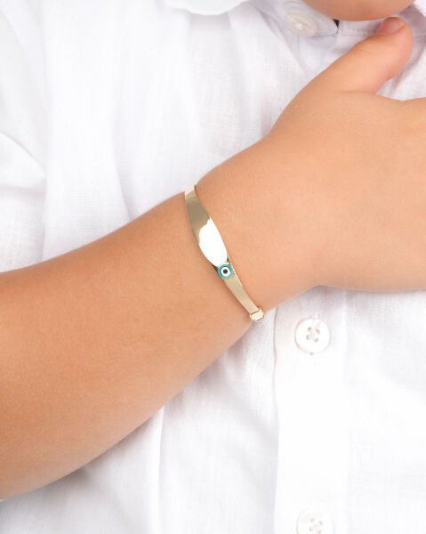 14 Ayar Altın Turkuaz Göz Çocuk Kelepçesi