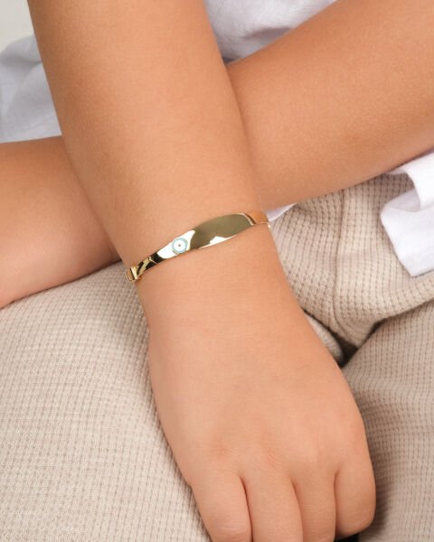 14 Ayar Altın Turkuaz Göz Çocuk Kelepçesi