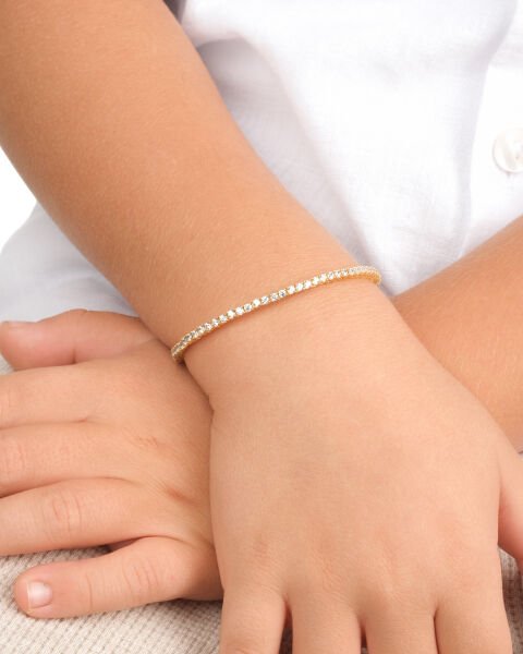 14 Ayar Altın Taşlı Çocuk Kelepçesi