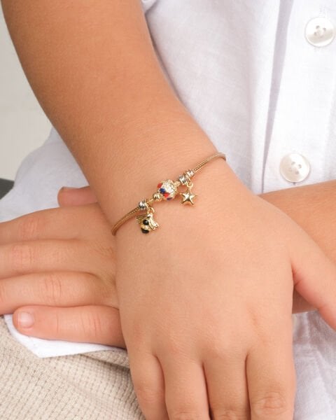 14 Ayar Altın Charm Detaylı Çocuk Bileklik