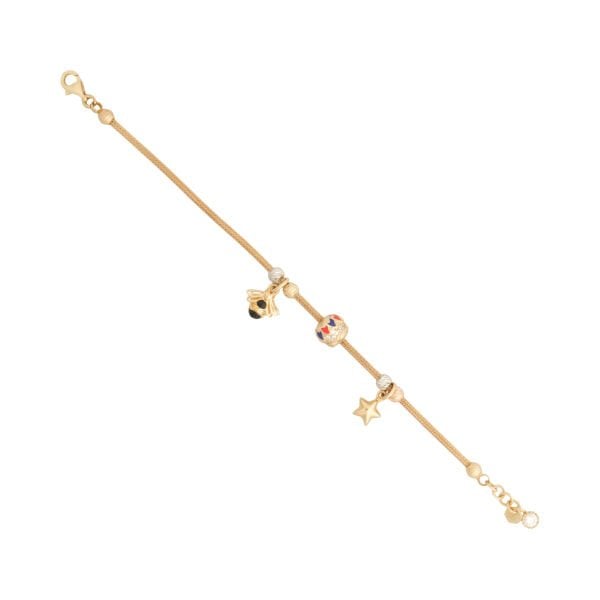 14 Ayar Altın Charm Detaylı Çocuk Bileklik