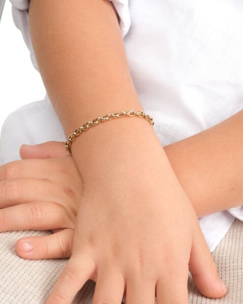 14 Ayar Altın Kalın Halkalı Zincir Model Çocuk Bileklik