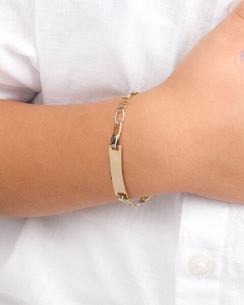 14 Ayar Altın Çift Renkli Plaka Çocuk Künyesi