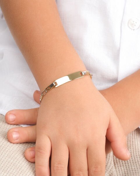 14 Ayar Altın Çift Renkli Plaka Model Çocuk Künyesi