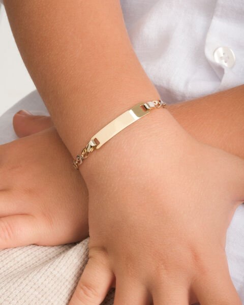 14 Ayar Altın Mineli Plaka Çocuk Künyesi