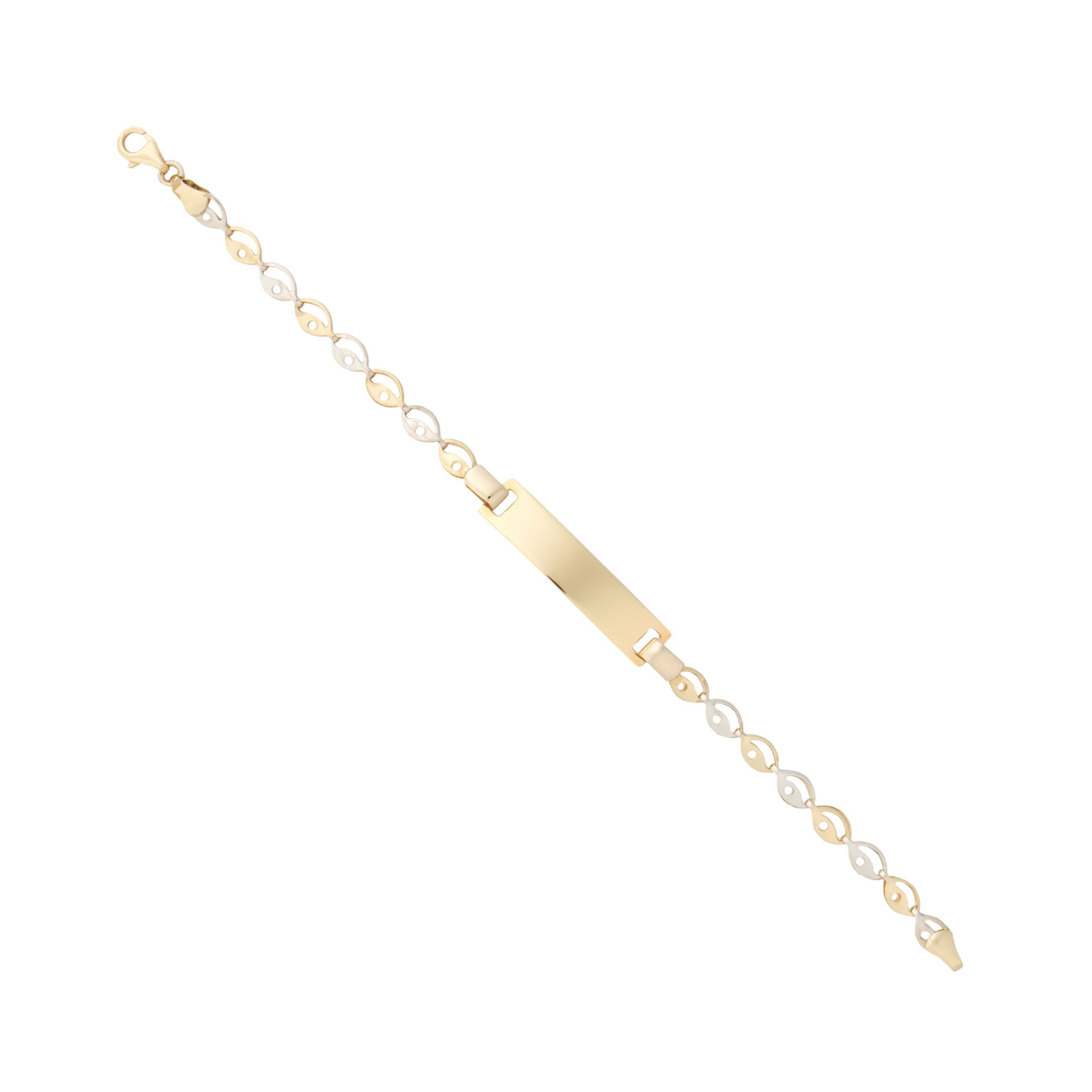 14 Ayar Altın Beyaz Mineli Plaka Model Çocuk Künyesi