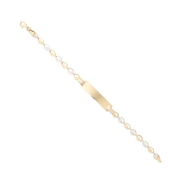 14 Ayar Altın Beyaz Mineli Plaka Model Çocuk Künyesi