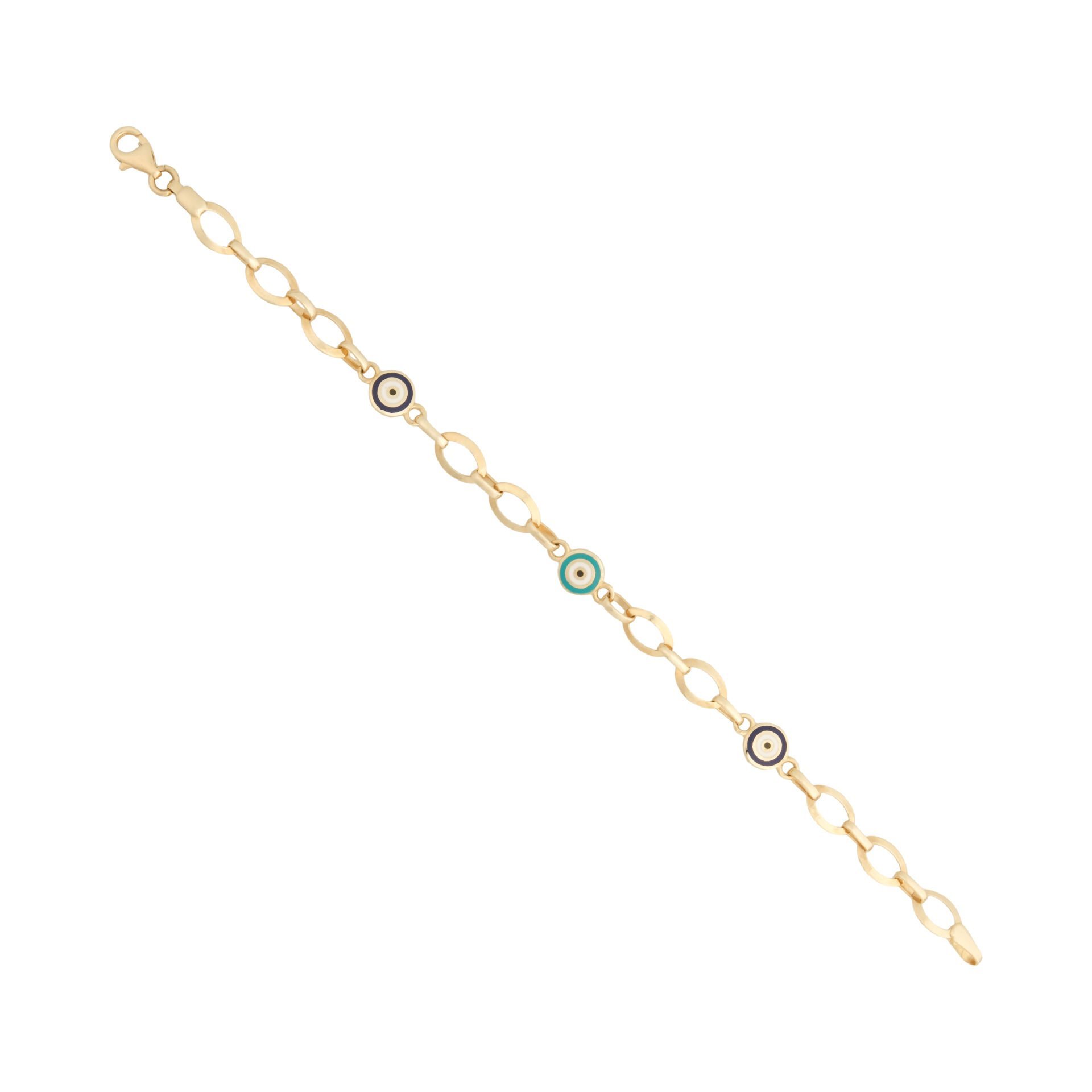 14 Ayar Altın Üçlü Nazar Boncuklu Çocuk Bileklik