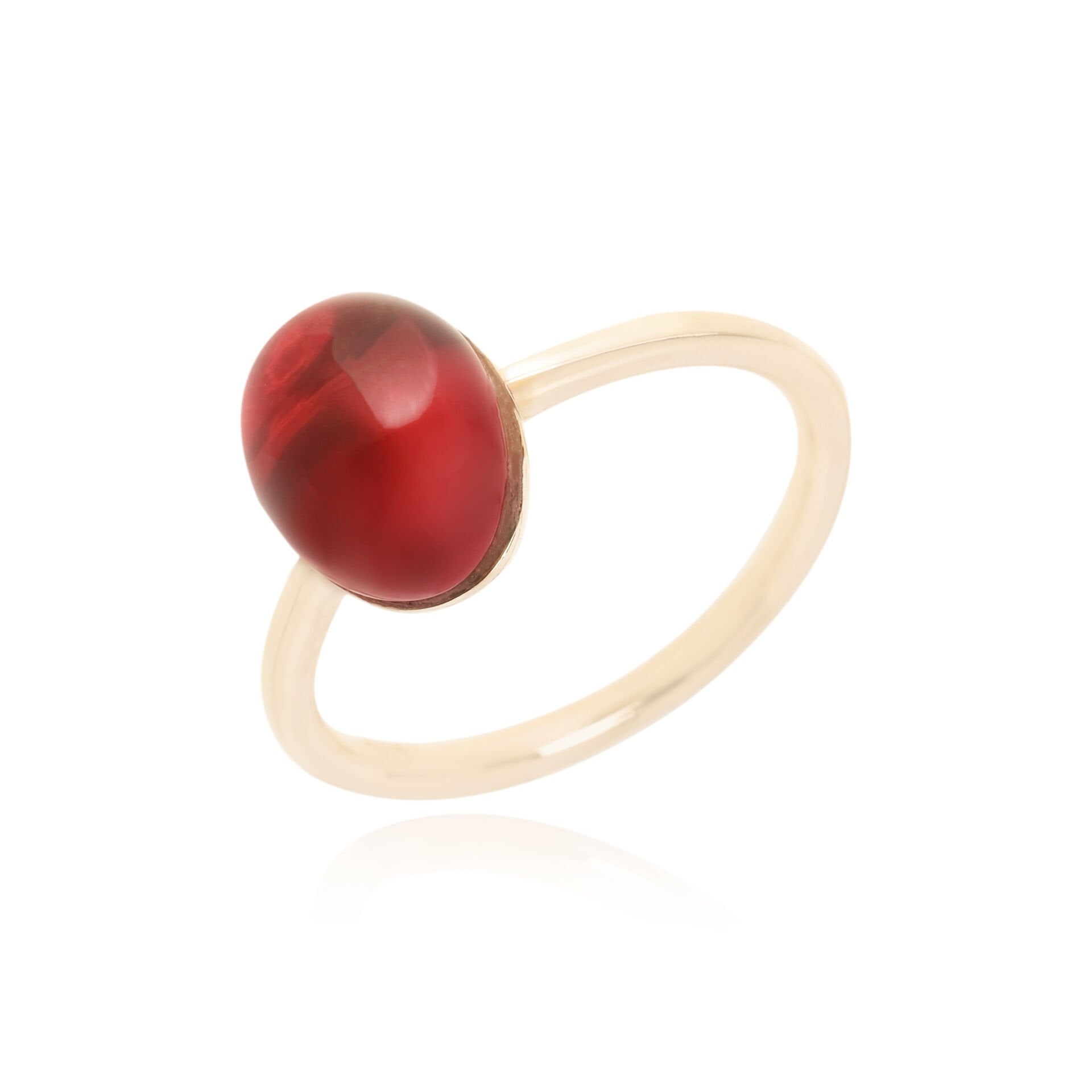 14 Ayar Altın Garnet Taşlı Tasarım Yüzük