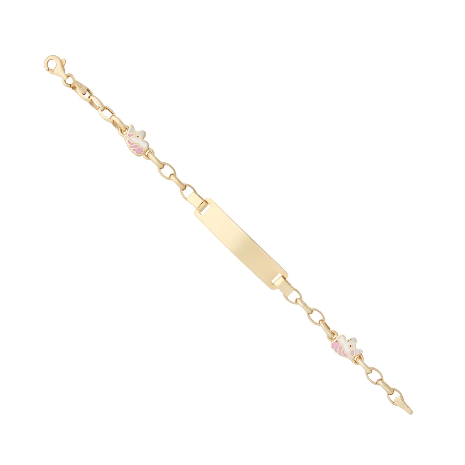 14 Ayar Altın Unicorn Figürlü Plaka Çocuk Künyesi