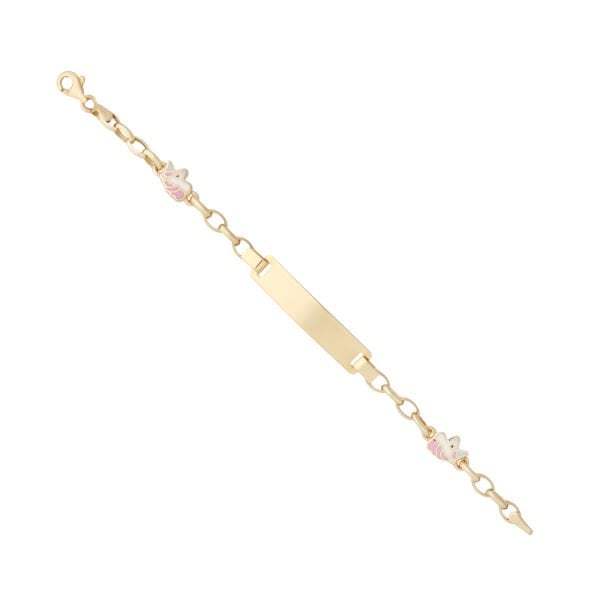 14 Ayar Altın Unicorn Figürlü Plaka Çocuk Künyesi