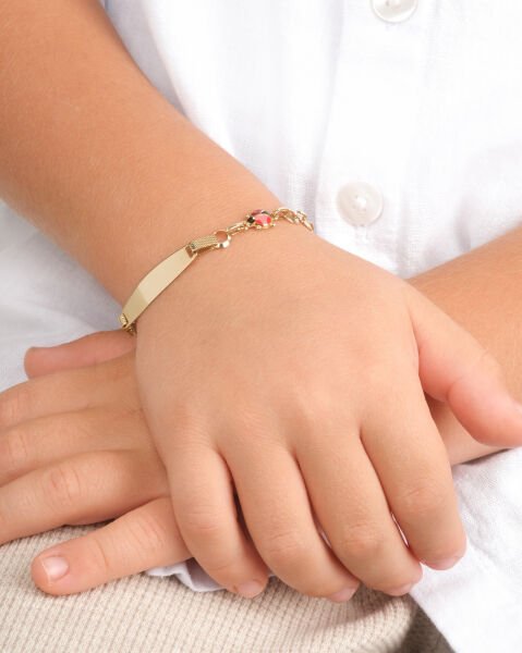 14 Ayar Altın Uğur Böceği Plaka Çocuk Künyesi