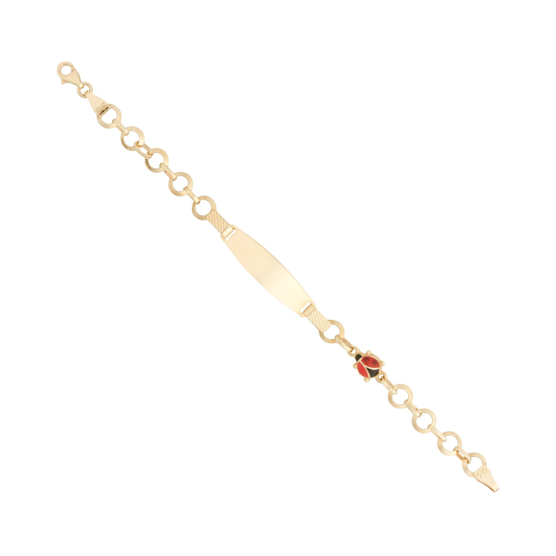 14 Ayar Altın Uğur Böceği Detaylı Plaka Model Çocuk Künyesi