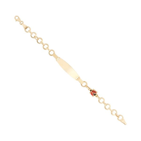 14 Ayar Altın Uğur Böceği Detaylı Plaka Model Çocuk Künyesi