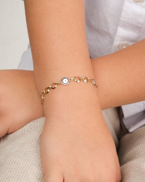 14 Ayar Altın Göz Figürlü Çocuk Künyesi