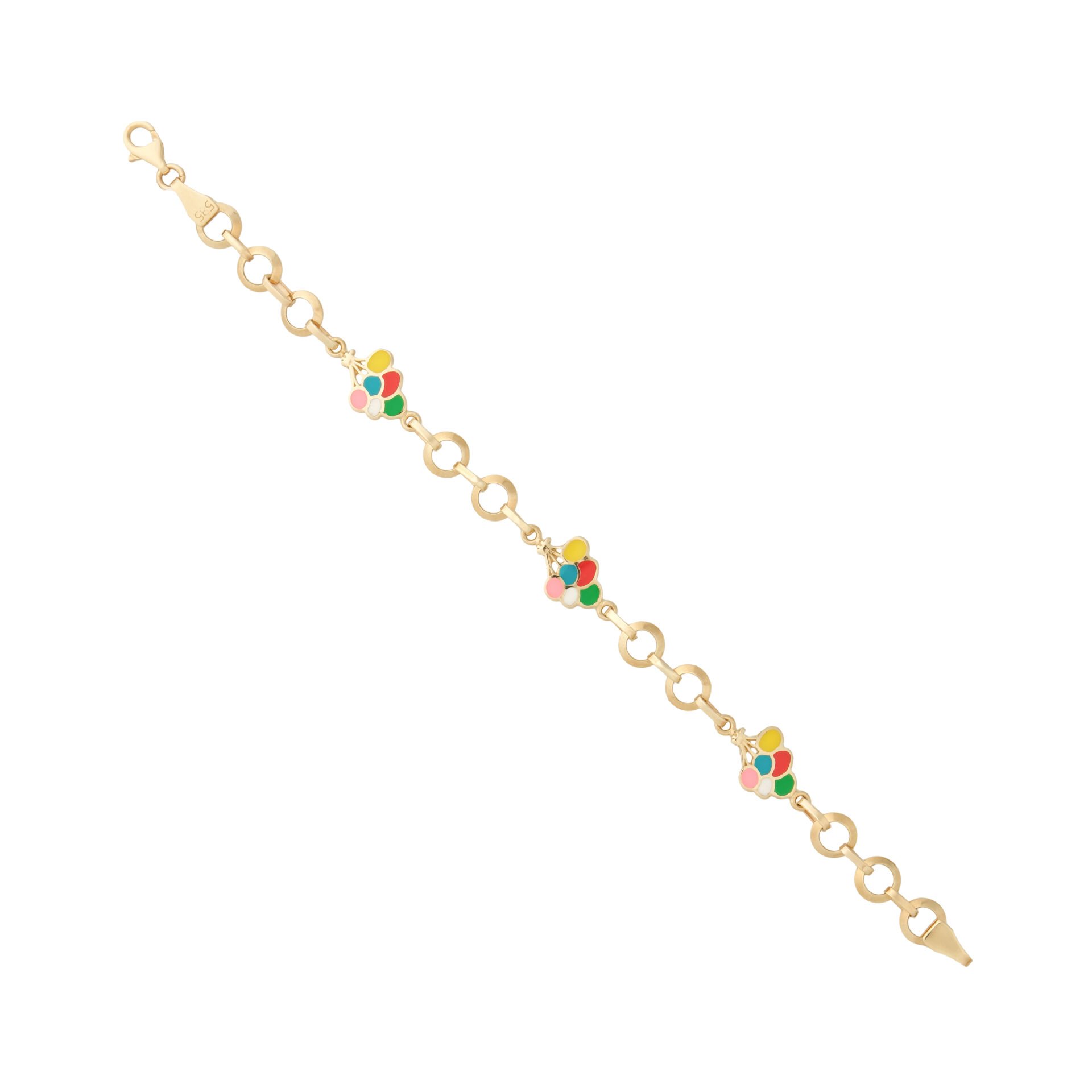 14 Ayar Altın Mineli Yonca Figürlü Çocuk Bileklik