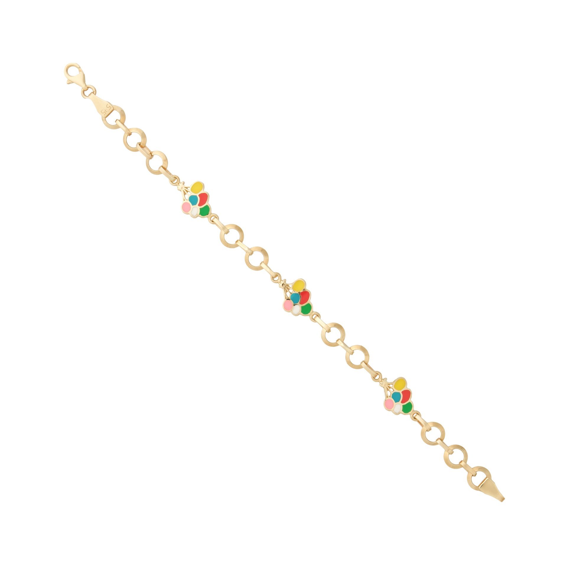 14 Ayar Altın Mineli Yonca Figürlü Çocuk Bileklik