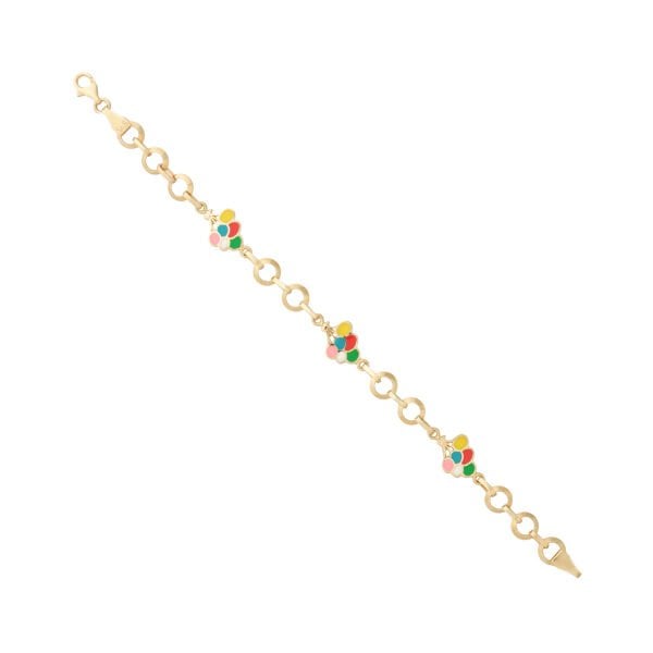 14 Ayar Altın Mineli Yonca Figürlü Çocuk Bileklik