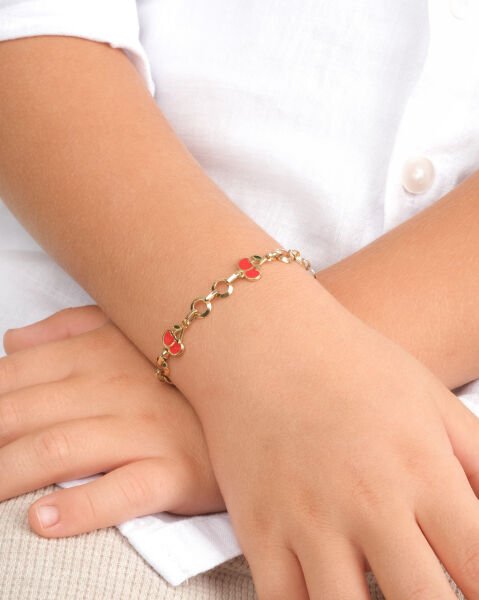 14 Ayar Altın Kiraz Figürlü Çocuk Künyesi