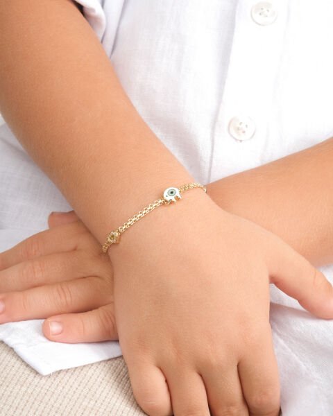 14 Ayar Altın Fil Figürlü Çocuk Bileklik