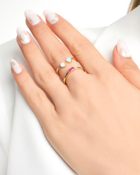 Cetaş Eterna 14 Ayar Altın Mineli Taşlı Yüzük