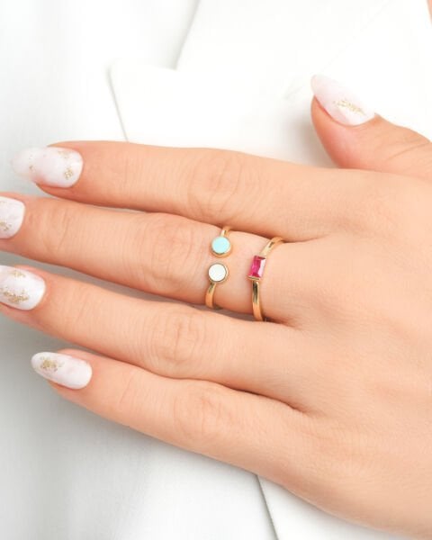 Cetaş Eterna 14 Ayar Altın Mineli Taşlı Yüzük