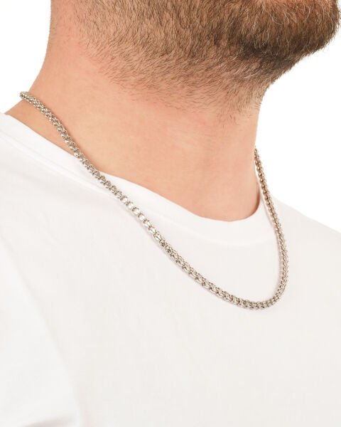 14 Ayar Beyaz Altın Erkek Tasarım Zincir