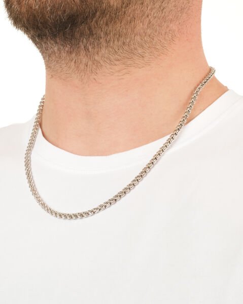 14 Ayar Beyaz Altın Erkek Tasarım Zincir