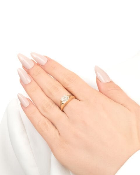 14 Ayar Altın Taşlı Kare Form Yüzük