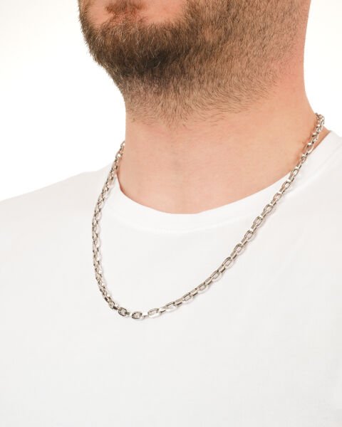 14 Ayar Beyaz Altın Erkek Tasarım Zincir