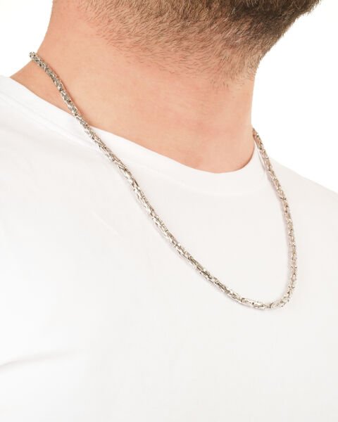 14 Ayar Beyaz Altın Erkek Tasarım Zincir