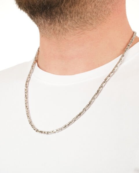 14 Ayar Beyaz Altın Erkek Tasarım Zincir