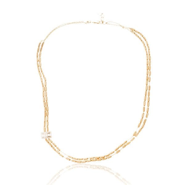 14 Ayar Altın Taşlı Çubuk Zincir Kolye