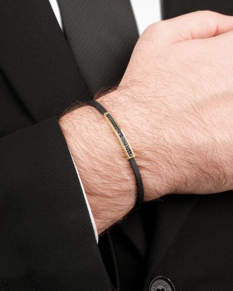 14 Ayar Altın Oniks Taşlı Erkek Bileklik