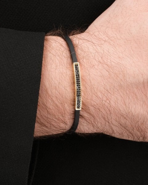 14 Ayar Altın Siyah Taşlı Erkek Bileklik