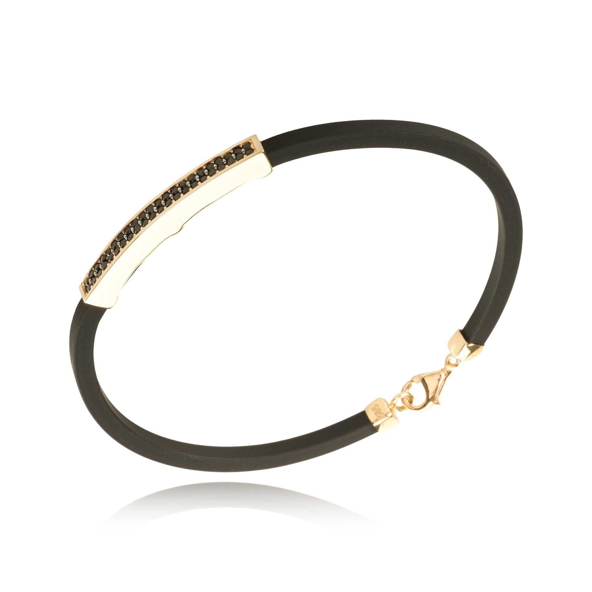 14 Ayar Altın Siyah Taşlı Erkek Bileklik