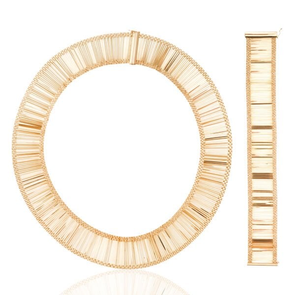 14 Ayar Altın Işıltılı Kleopatra Model Set (Gerdanlık - Bileklik)