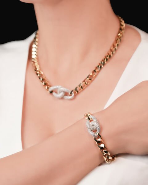 14 Ayar Altın Burgu Taşlı Gurmet Tasarım Bileklik