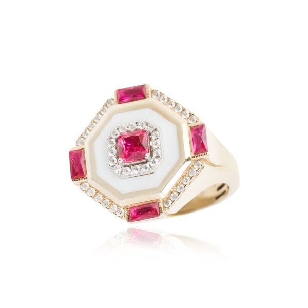 Ema 14 Ayar Altın Mineli Taşlı Yüzük