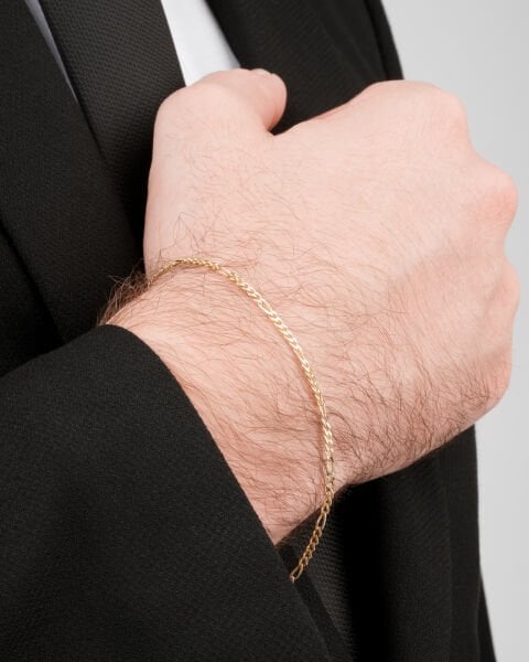 14 Ayar Altın Figaro Zincir Erkek Bileklik