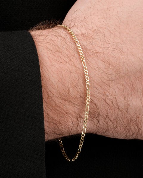 14 Ayar Altın Figaro Zincir Erkek Bileklik