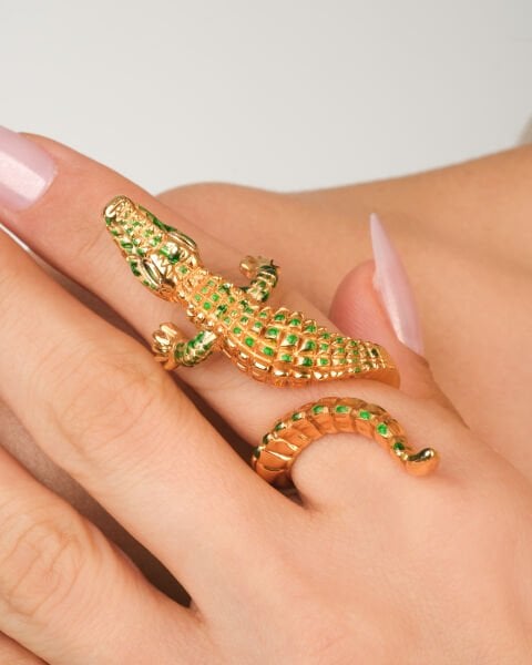 18 Ayar Altın Timsah Figürlü Özel Tasarım Yüzük