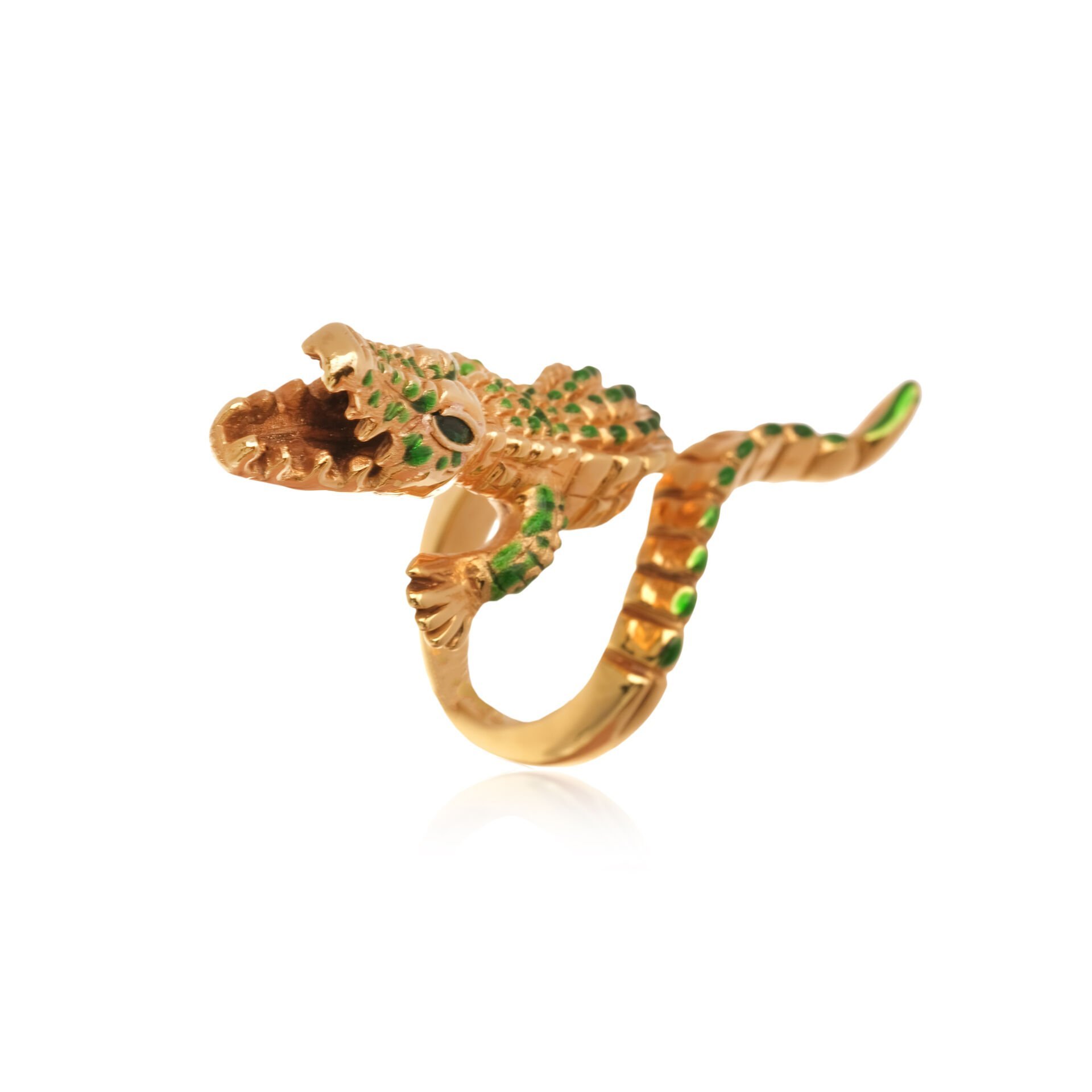 18 Ayar Altın Timsah Figürlü Tasarım Yüzük