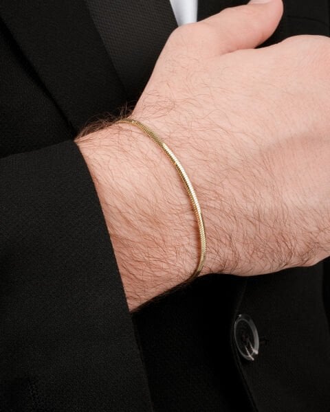 14 Ayar Altın Balık Sırtı Erkek Bileklik